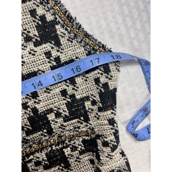 ZARA‎ WOMAN METALLIC THREAD DRESS WITH CHAIN TRIMS BLACK/WHITE Size Medium - Picture 8 of 11